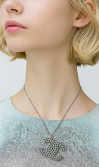 Chanel 2005 XL Silver CC Pendant Necklace