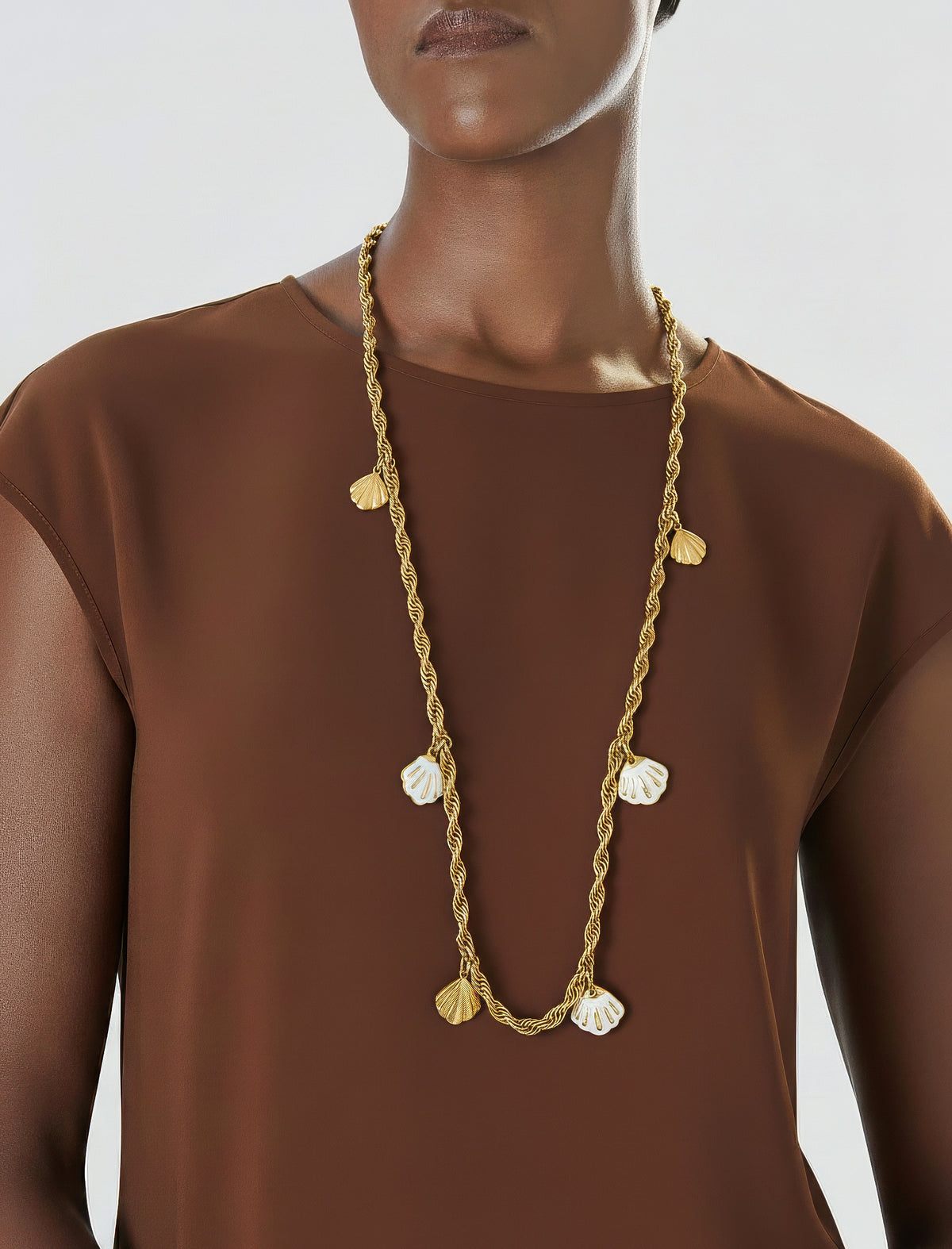 Givenchy Vintage Gold Shell Charm Necklace