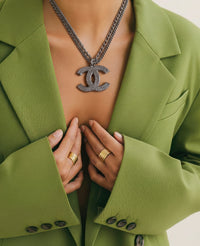Chanel 2006 Silver-Tone XL CC Pendant Necklace