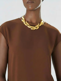 Givenchy Vintage Sculptural Gold Leaf Necklace
