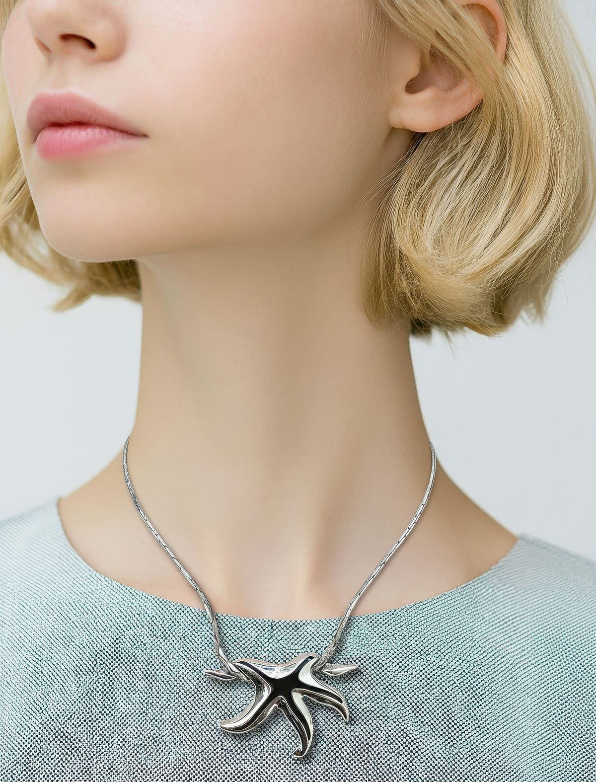 Givenchy Vintage Silver Starfish Pendant Necklace