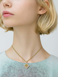 Nina Ricci Square Crystal Pendant Necklace