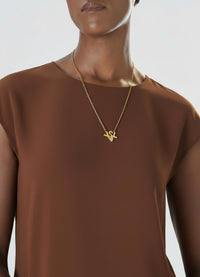 1990s YSL Gold-Plated Necklace with Crystal Heart Pendant