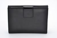 Portefeuille compact Prada en cuir noir