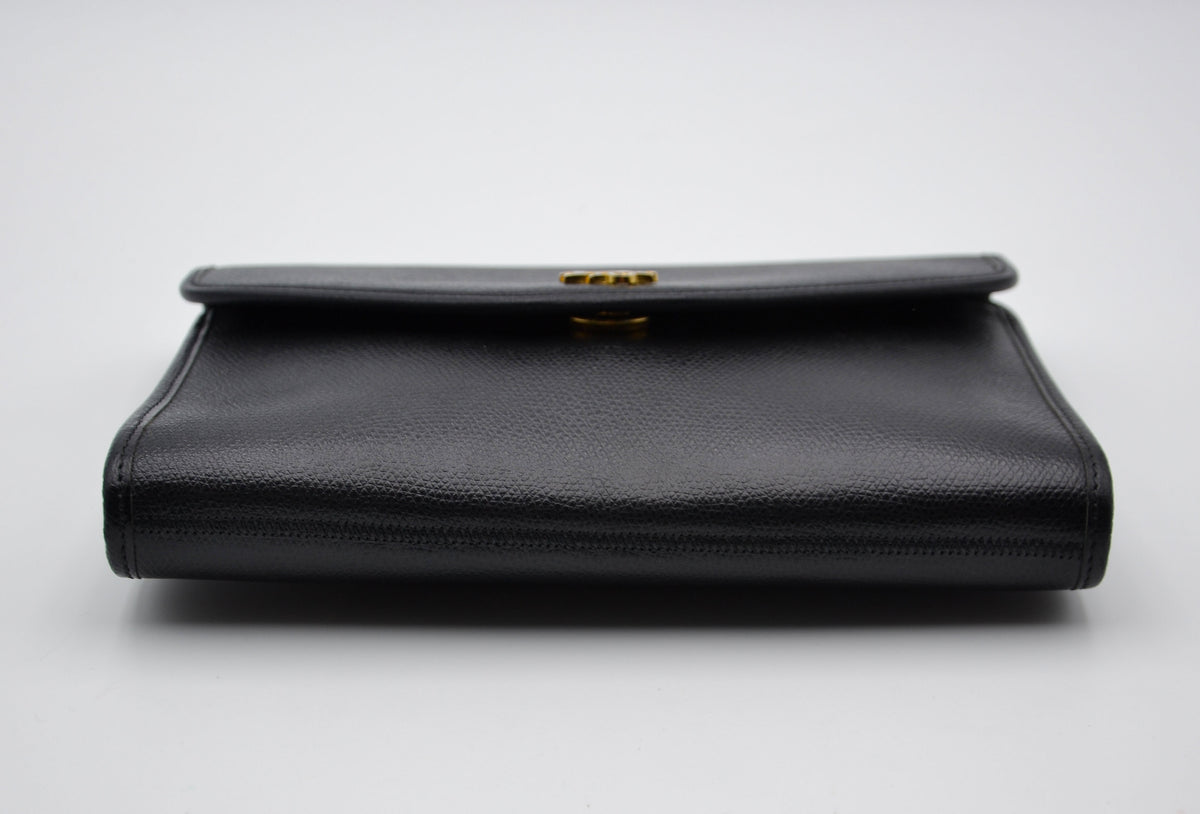 Pochette Dior cuir grainé noir vintage