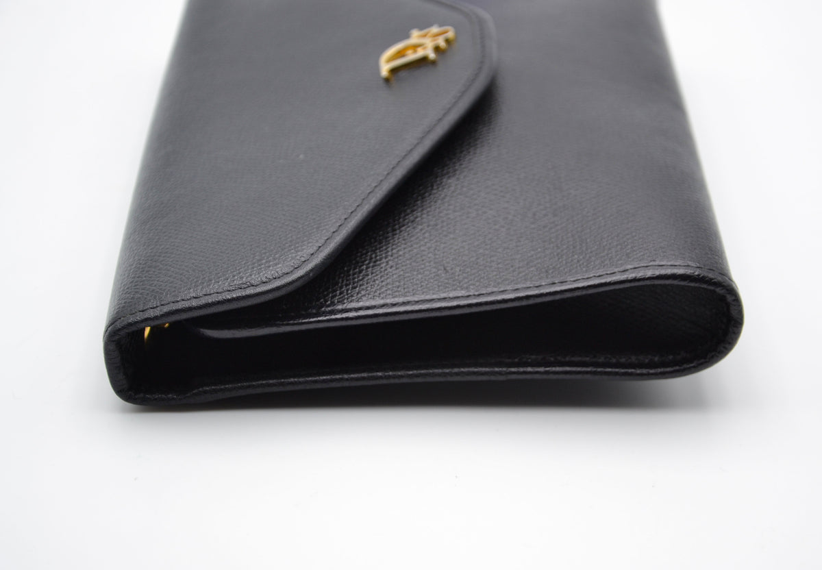 Pochette Dior cuir grainé noir vintage
