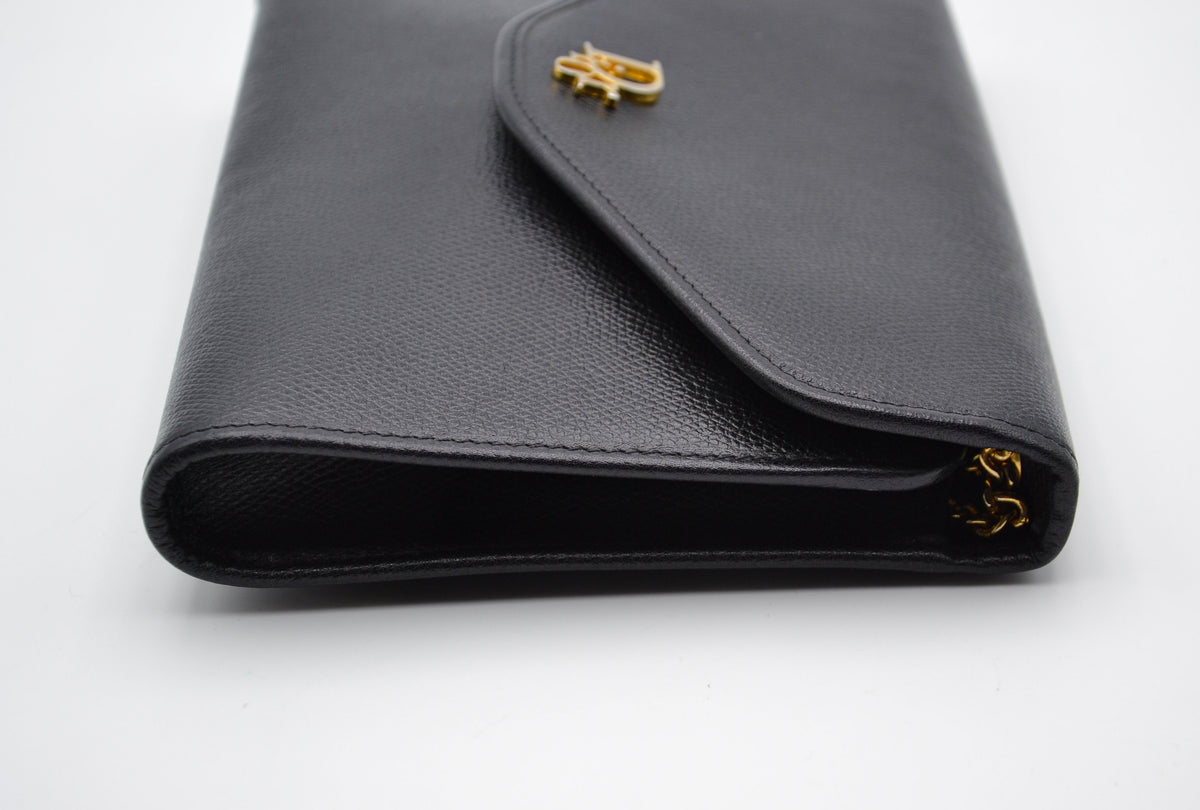 Pochette Dior cuir grainé noir vintage