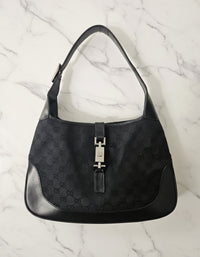 Gucci Jackie Bag – Black GG Canvas & Leather | Iconic Tom Ford Era Piece
