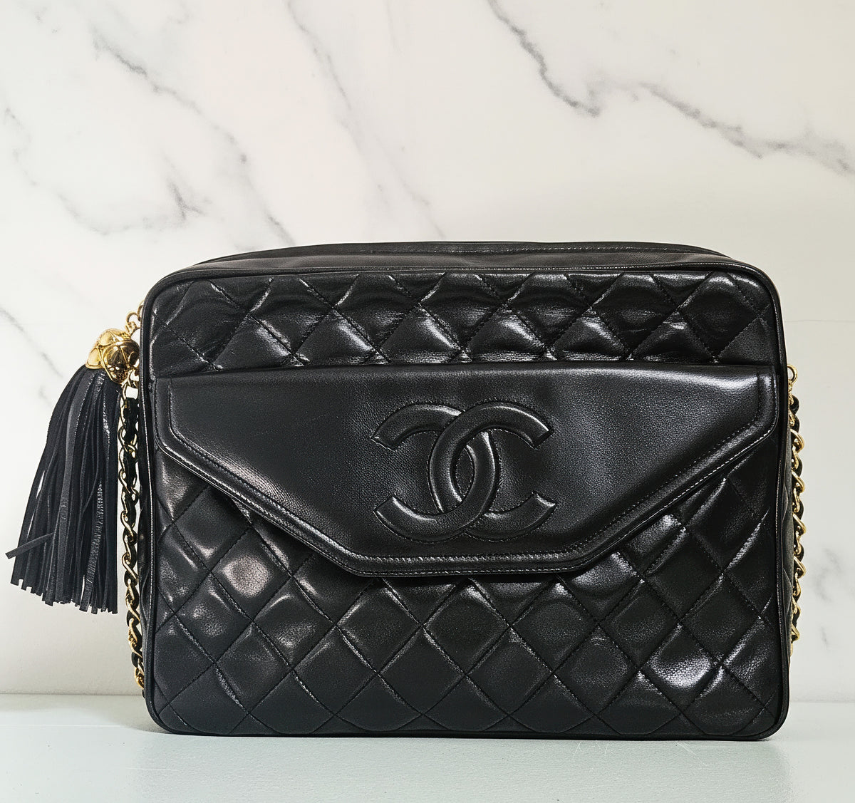 Sac photo Chanel vintage en cuir d'agneau matelassé (2013-2014