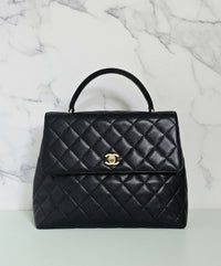 Vintage Chanel Top Handle Kelly Bag in Black Caviar Leather (2002-2003)