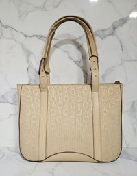 Celine Beige Tote Bag with Leather Trim
