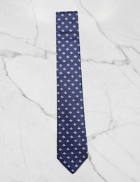 Gucci Silk Tie Navy Blue Bee GG Pattern