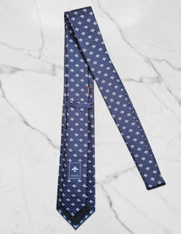 Gucci Silk Tie Navy Blue Bee GG Pattern