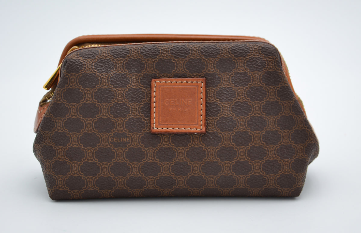 Trousse Céline vintage en toile enduite Macadam