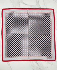 Celine Silk Scarf – Checkered Print, Navy & Red