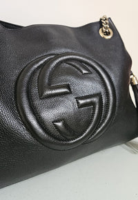 Sac à bandoulière en cuir noir Gucci Soho