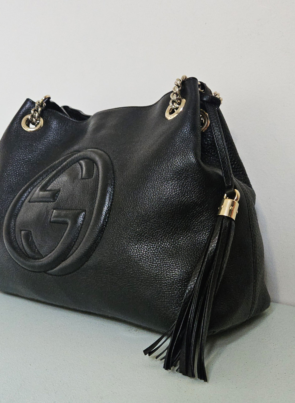 Sac à bandoulière en cuir noir Gucci Soho