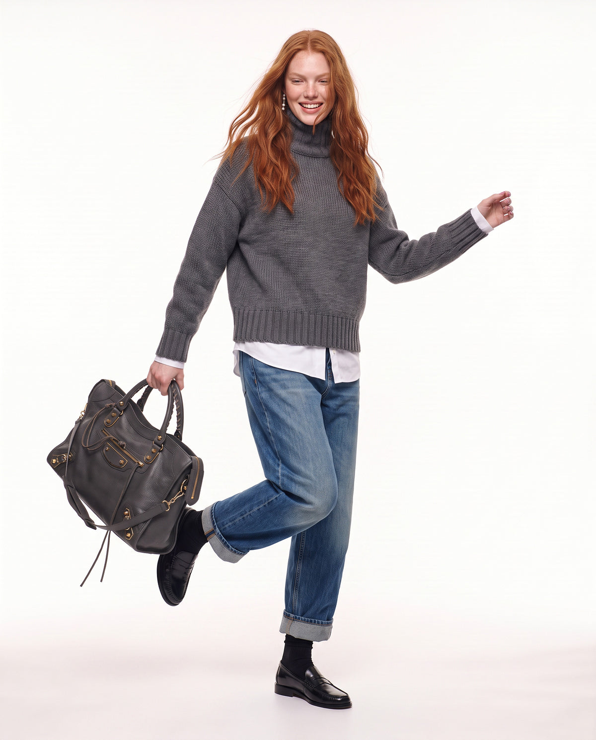 Balenciaga City Metallic Edge gris foncé