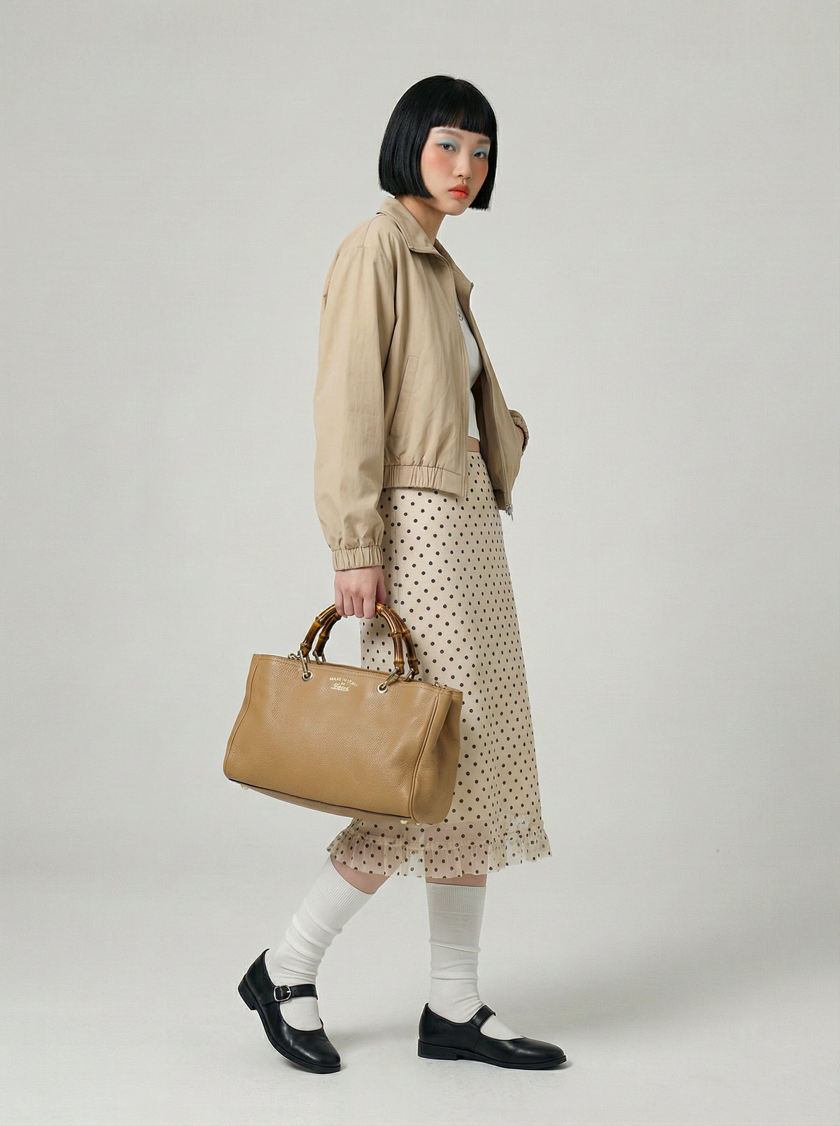Shopper Gucci Bamboo Cuir Grainé