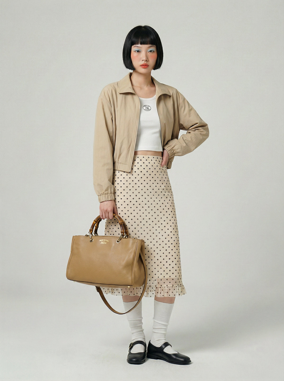 Shopper Gucci Bamboo Cuir Grainé