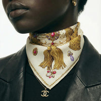 Foulard Bandana Vintage Christian Dior À Motif Baroque Doré