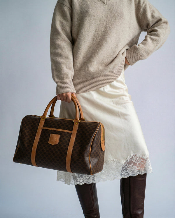 Sac Boston Céline Macadam Vintage Toile Enduite
