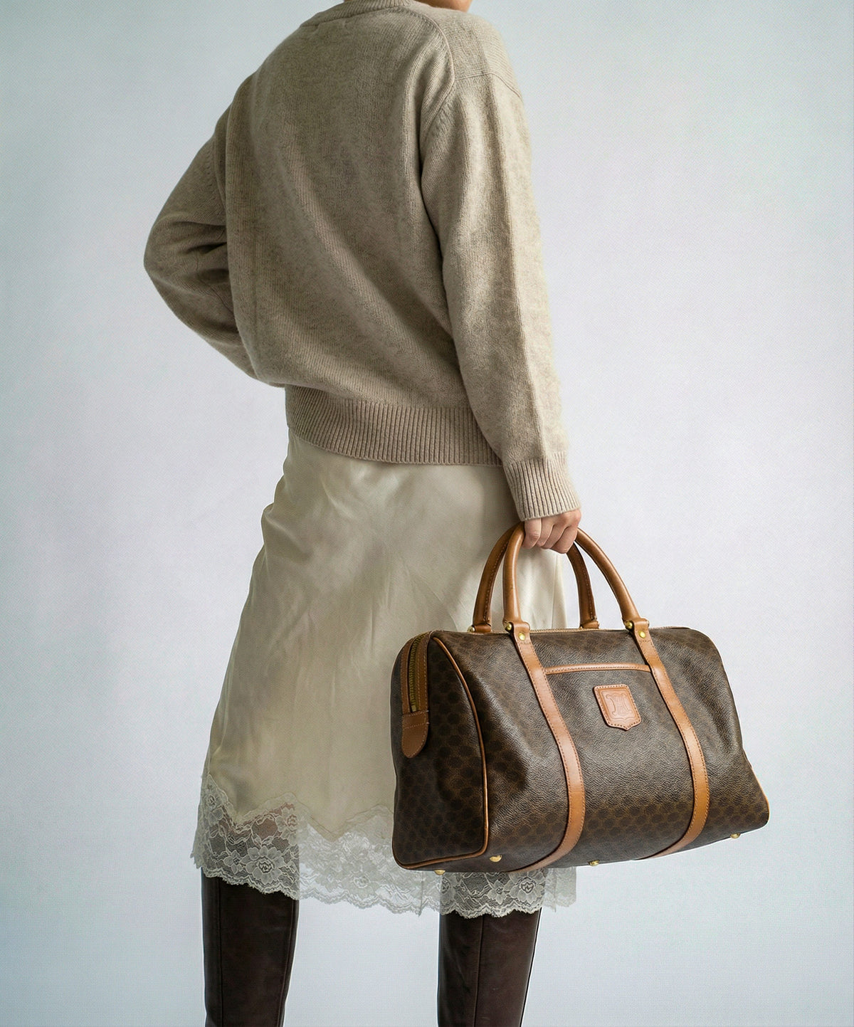 Sac Boston Céline Macadam Vintage Toile Enduite