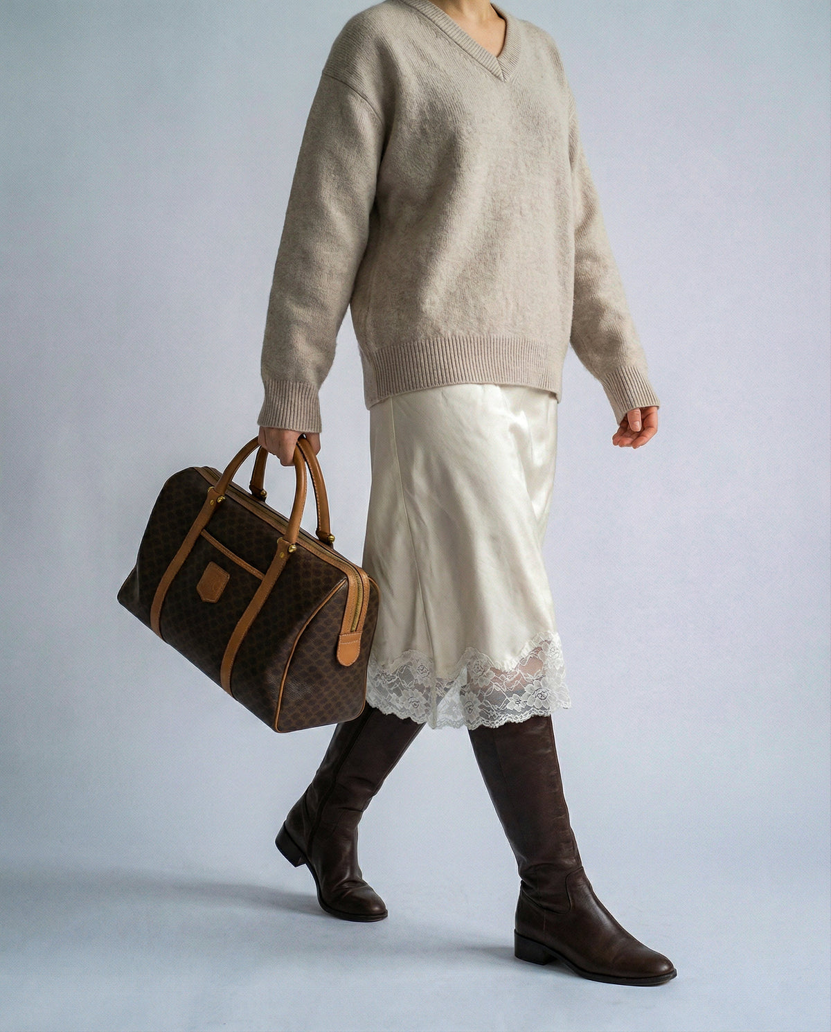 Sac Boston Céline Macadam Vintage Toile Enduite
