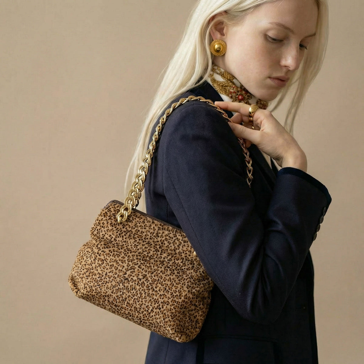 Sac Bottega Veneta Vintage Crin Léopard