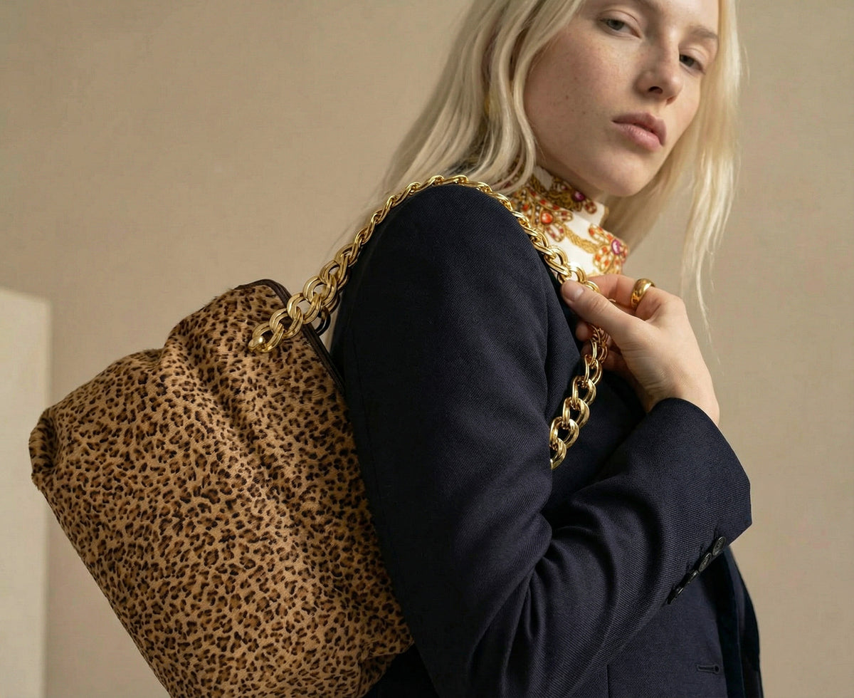Sac Bottega Veneta Vintage Crin Léopard