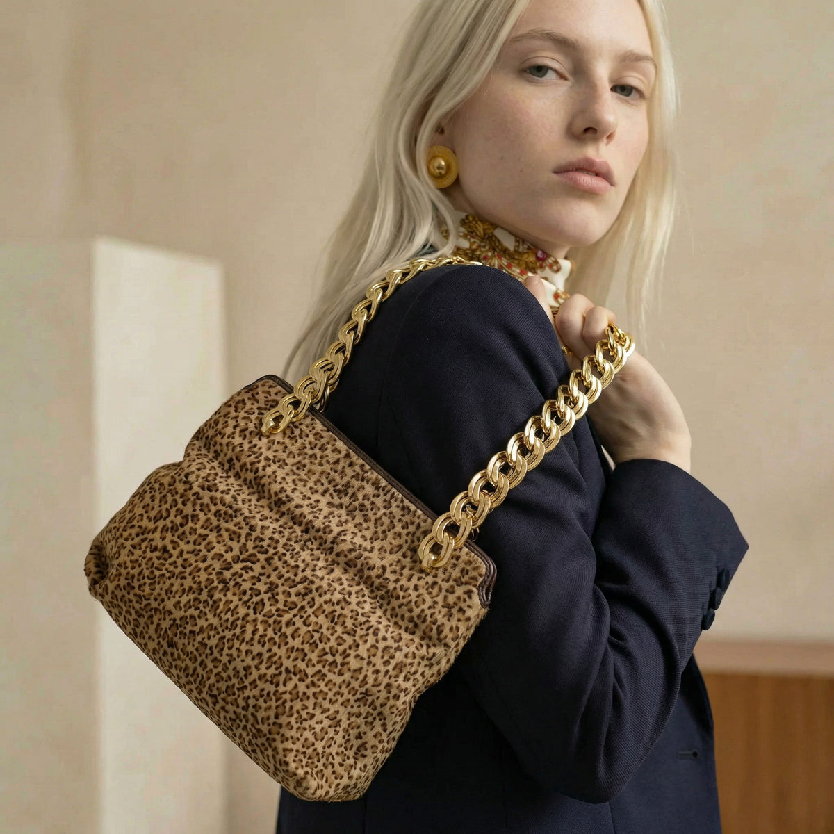 Sac Bottega Veneta Vintage Crin Léopard