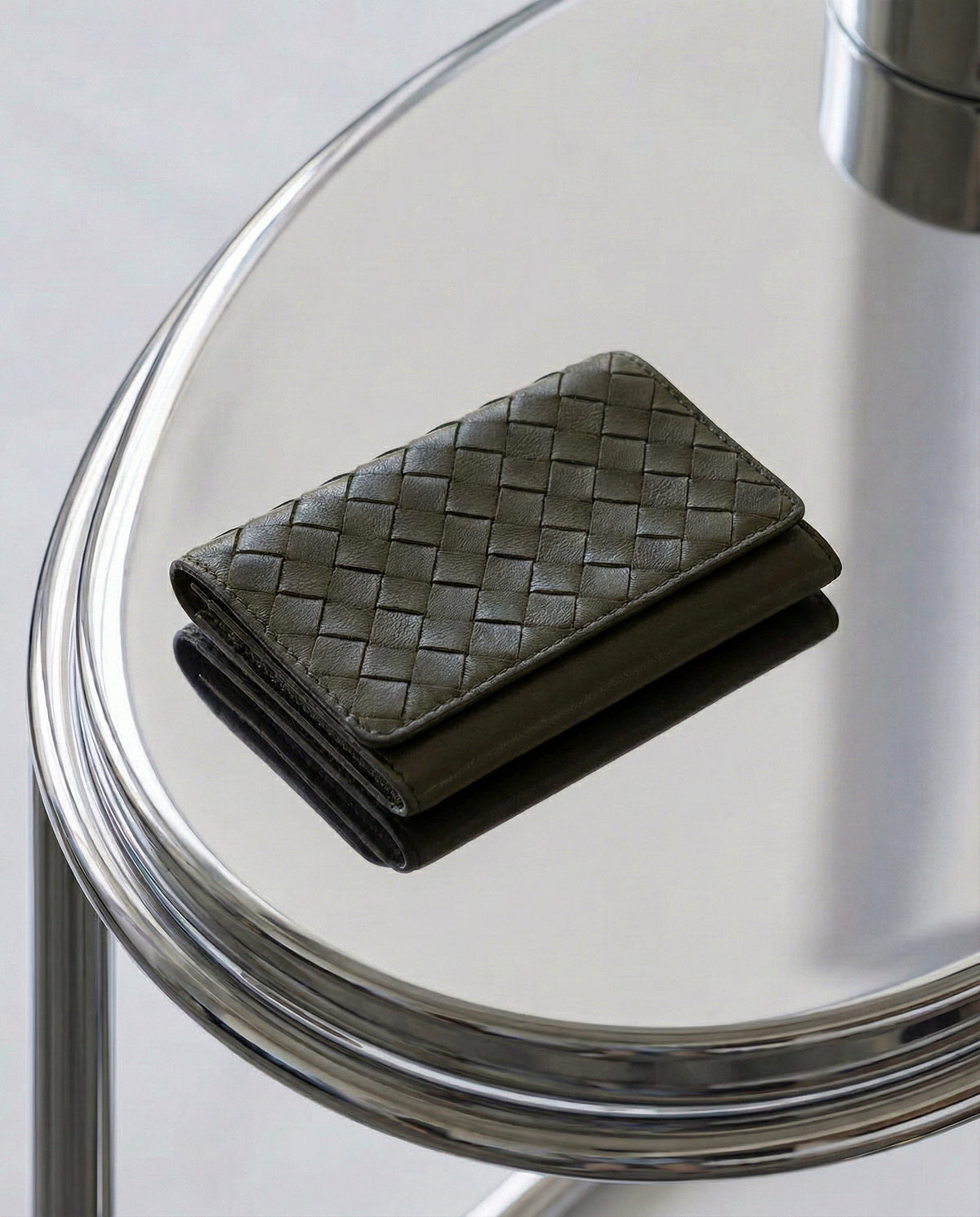Portefeuille Bottega Veneta Intrecciato vert olive