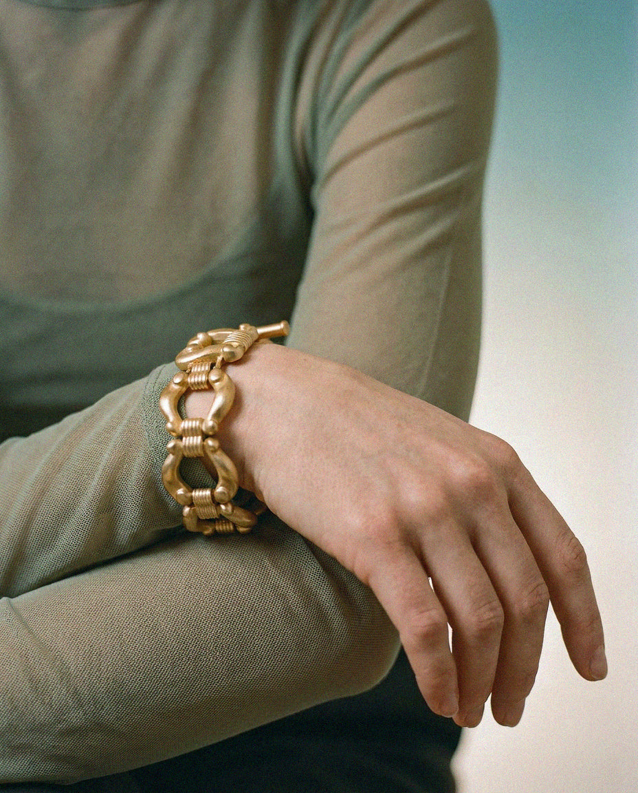 Givenchy Bracelet Vintage Maillons Sculptés Or Mat