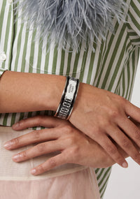 Bracelet Hermès émail large noir & blanc « Hermès Paris »