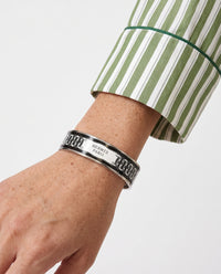 Bracelet Hermès émail large noir & blanc « Hermès Paris »