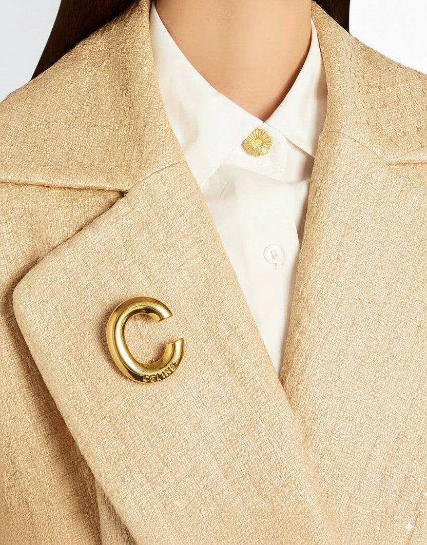 Vintage Celine Gold-Plated Brooch