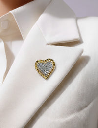 Nina Ricci Vintage Gold-Plated Heart Brooch with Pavé Crystals
