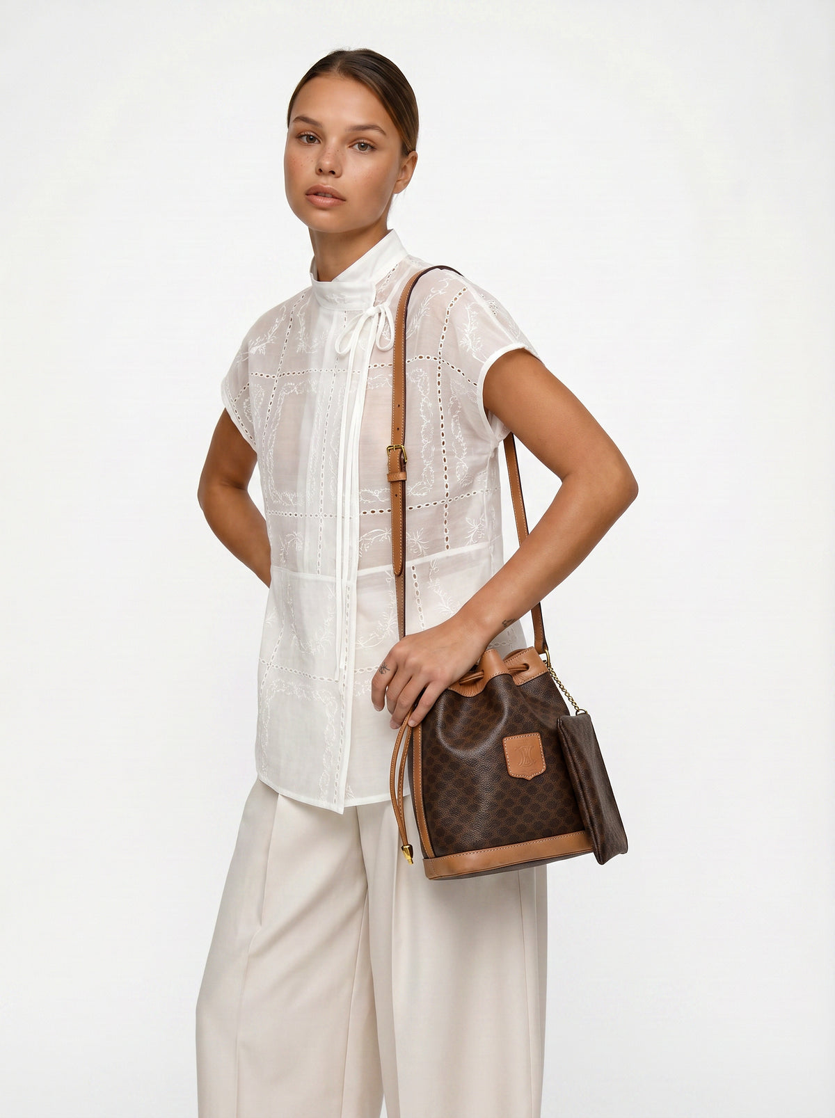 Céline Bucket Toile Macadam Vintage Small