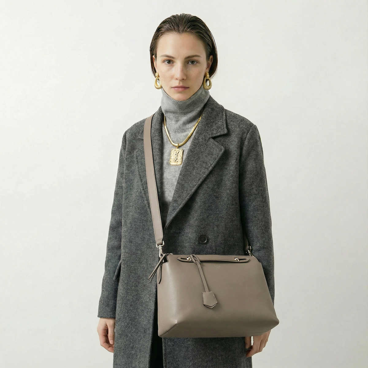 Fendi By The Way Large Bag in Taupe Light Grain Leather