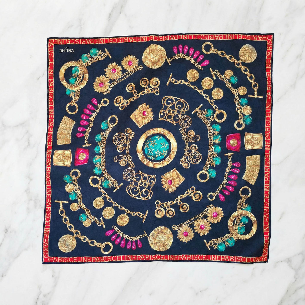 Bandana Céline Vintage Motif Joaillerie