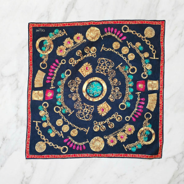 Bandana Céline Vintage Motif Joaillerie