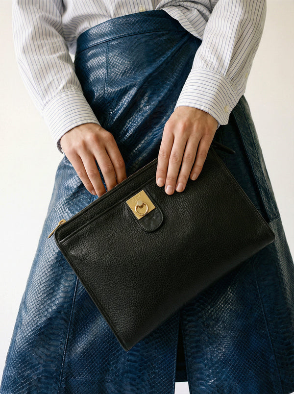 Pochette Céline Cuir Grainé Noir