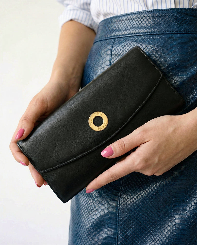 Portefeuille Celine cuir noir