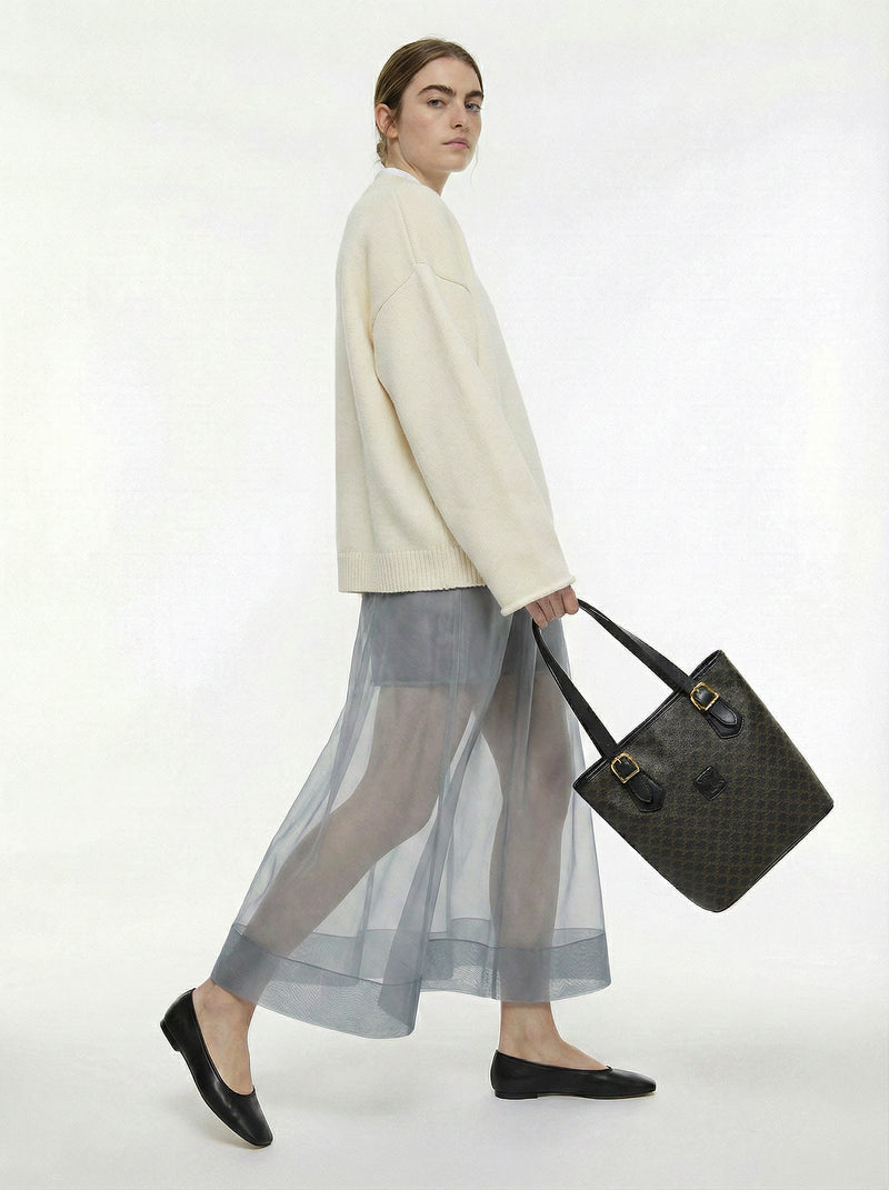 Cabas Céline Macadam Toile Enduite Noire