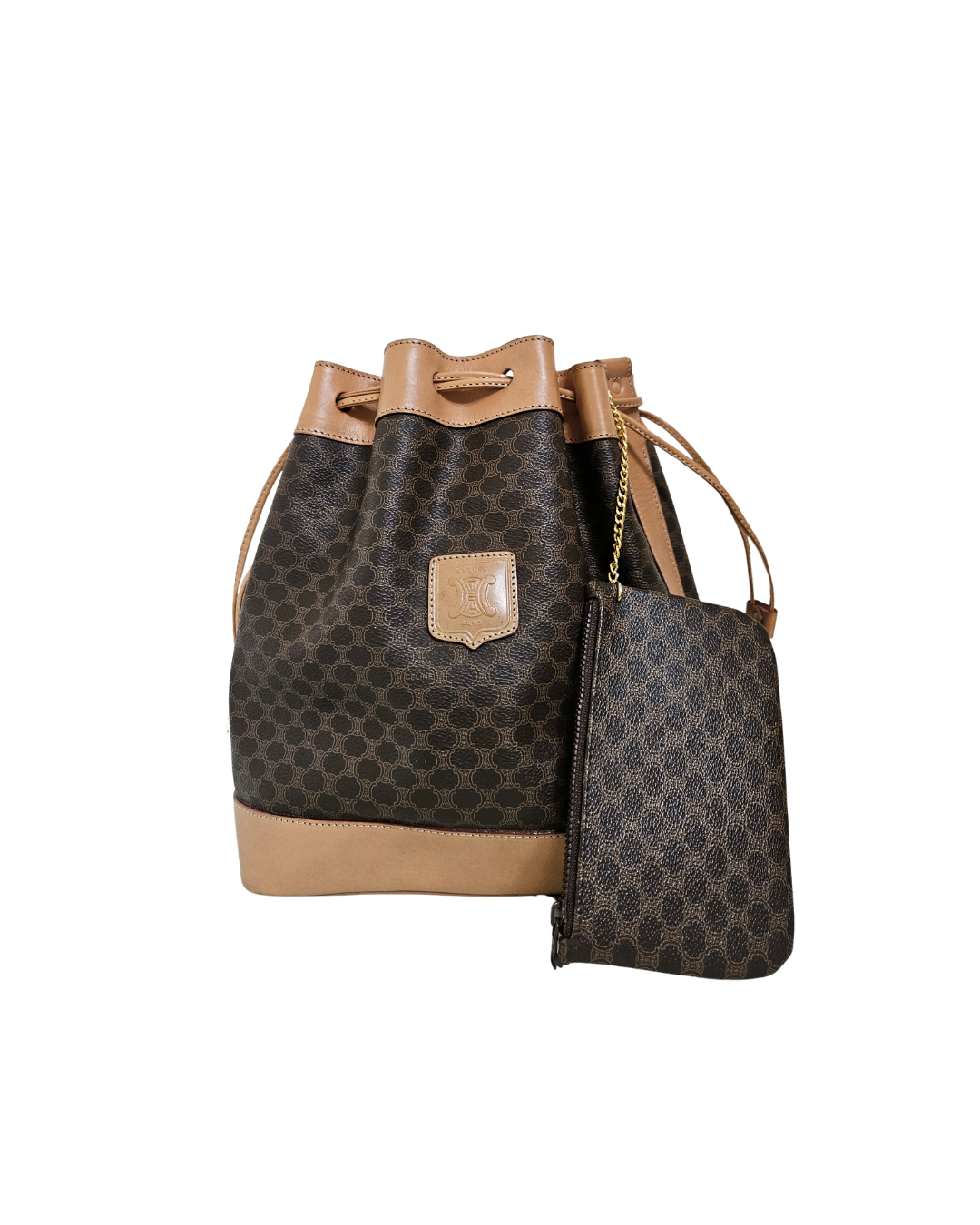 Celine Vintage Macadam Coated Canvas Bucket Bag with Wallet