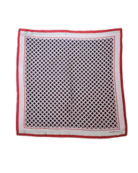 Celine Silk Scarf – Checkered Print, Navy & Red