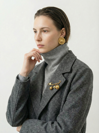 Boucles d’Oreilles Céline Vintage Maxi Dômes Plaqué Or