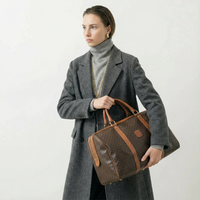 Sac de voyage Céline Boston Macadam vintage en toile enduite et cuir caramel