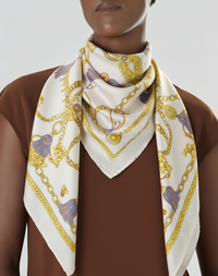 Vintage Celine Baroque Tassel Silk Scarf in Pink & Gold