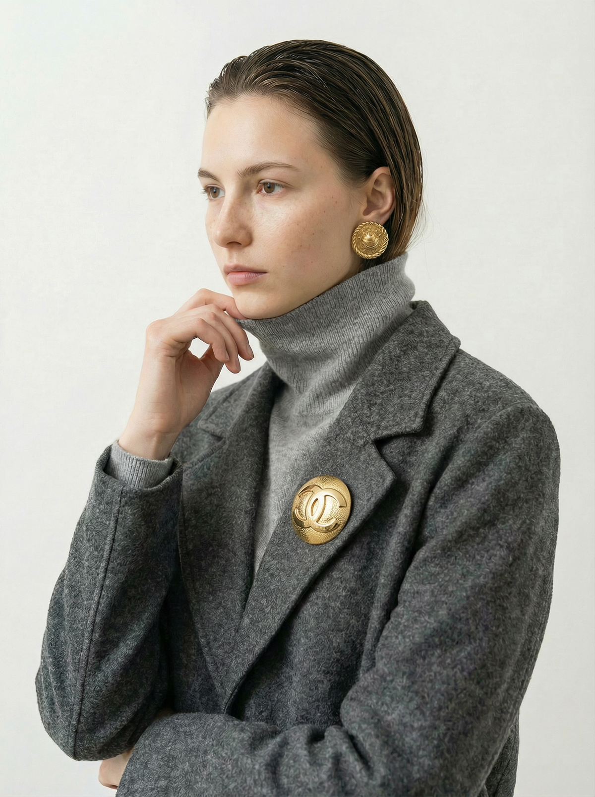 Vintage Chanel Gold CC Logo Brooch